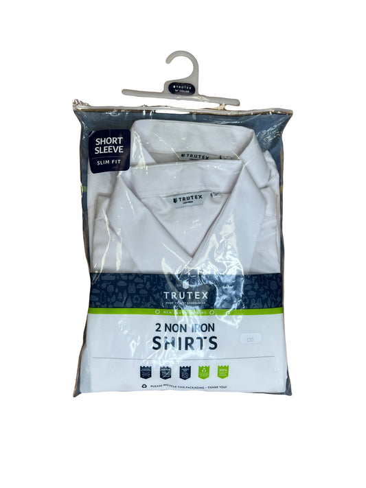 Trutex - 2 Pack Boys Short Sleeve Slim Fit Shirt - Non Iron